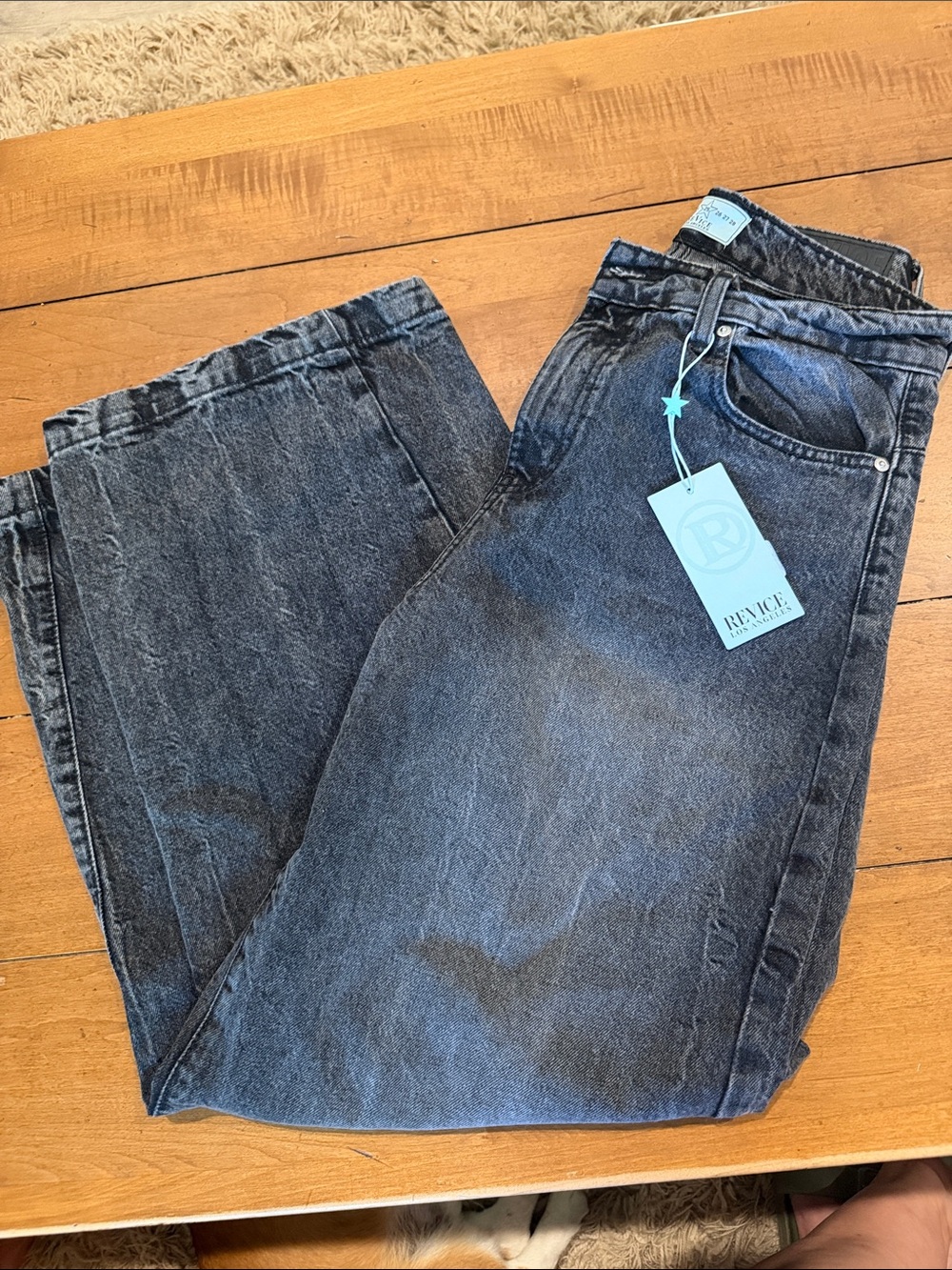 REVICE Women's High-Rise Wide Leg Jeans in Washed Black